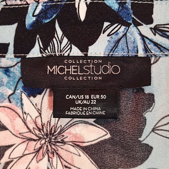 18 | Michel Studio | Morning Garden 3/4 Sleeve Button Down Shirt - Picture 4 of 5